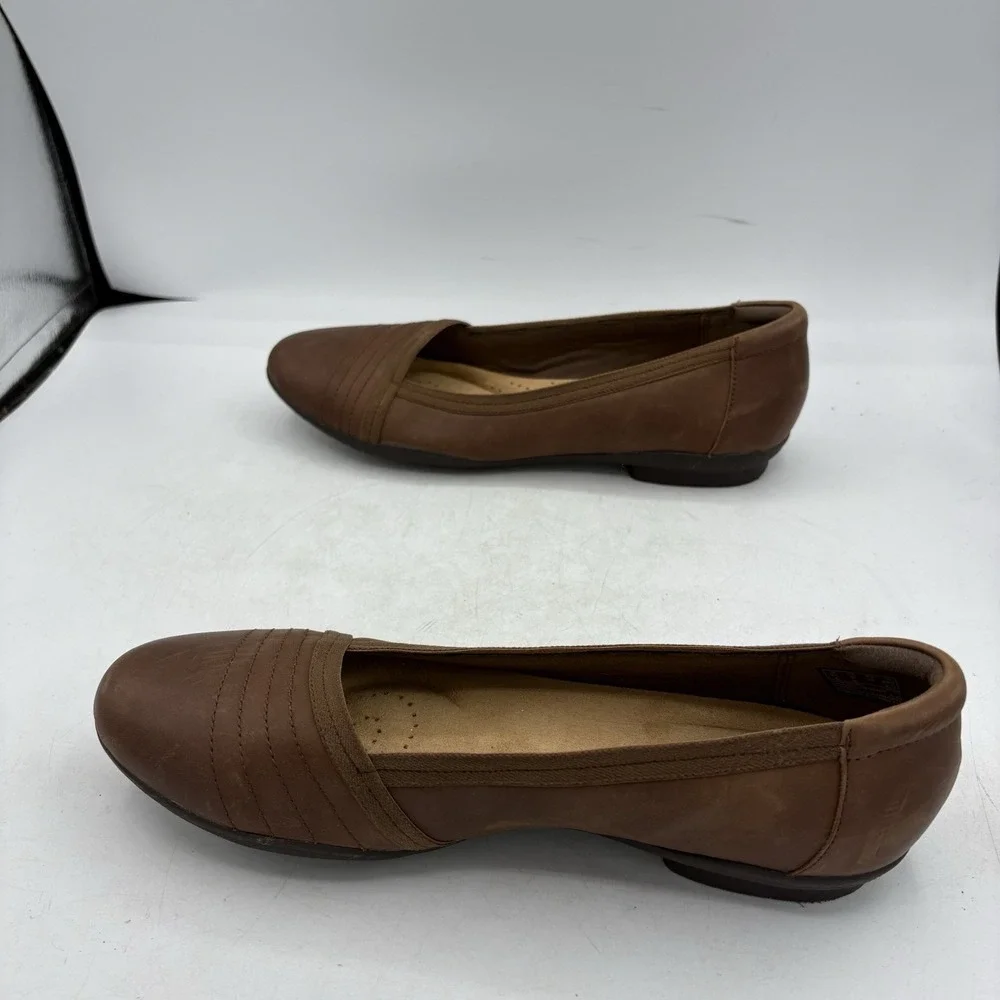Clarks Collection Shoes Womens Size 8 W Wide Sara Erin Ballet Flat Brown